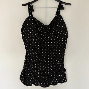 Black Polka Dot One Piece Swimdress